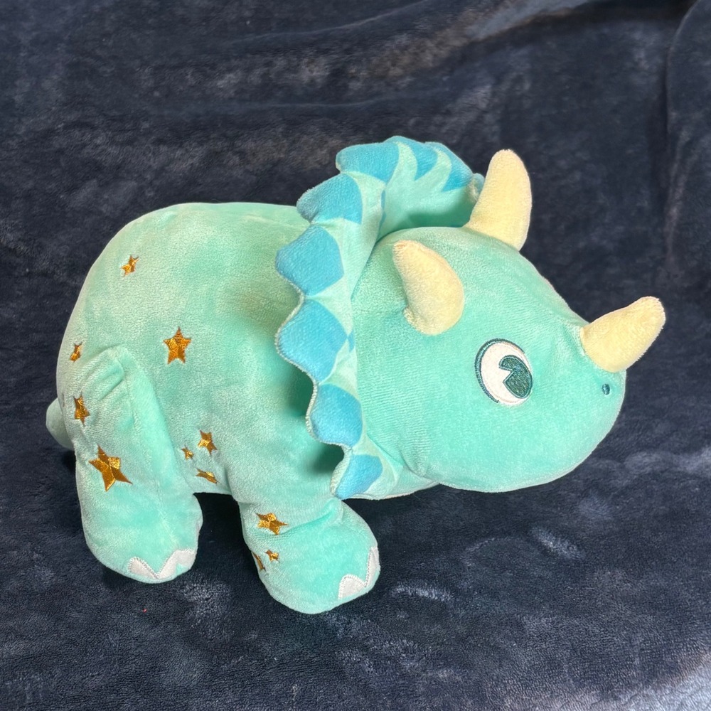 Disney Animal Kingdom Triceratops Plush Teal Green Gold Stars‎ Dinosaur Toy